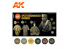 Ak interactive peinture acrylique 3G Set AK11624 Set UNIFORMES UNIFORMES SPLITTERTARNMUSTER 6 x 17ml