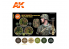 Ak interactive peinture acrylique 3G Set AK11626 Set MOTIFS DE FEUILLES DE CHÊNE DE PALMIERS ET PLATANES 6 x 17ml