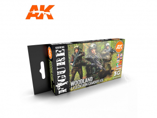 Ak interactive peinture acrylique 3G Set AK11632 Set UNIFORMES CAMOUFLAGE SOUS BOIS Flecktarn 6 x 17ml