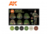 Ak interactive peinture acrylique 3G Set AK11632 Set UNIFORMES CAMOUFLAGE SOUS BOIS Flecktarn 6 x 17ml