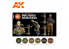 Ak interactive peinture acrylique 3G Set AK11633 Set UNIFORMES COULEURS FRANÇAIS DE LA SECONDE GUERRE MONDIALE 6 x 17ml