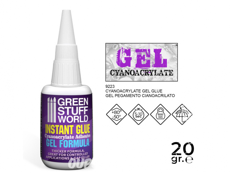 Green Stuff 9223 Colle Cyanoacrylate formule GEL avec Pointes de Précision