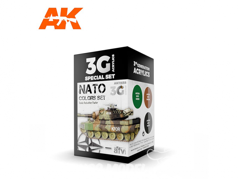 Ak interactive peinture acrylique 3G Set AK11658 JEU DE COULEURS OTAN 3 x 17ml