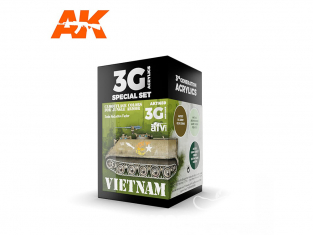 Ak interactive peinture acrylique 3G Set AK11659 COULEURS CAMOUFLAGE VIETNAM POUR COULEURS JUNGLE 3 x 17ml