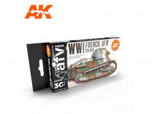 Ak interactive peinture acrylique 3G Set AK11660 COULEURS AFV FRANÇAIS DE LA PREMIÈRE GUERRE MONDIALE 6 x 17ml