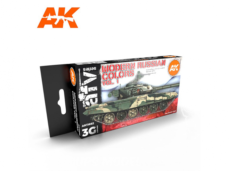 Ak interactive peinture acrylique 3G Set AK11662 COULEURS RUSSE MODERNE VOL 1 6 x 17ml