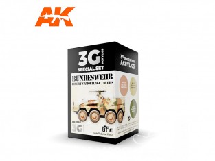 Ak interactive peinture acrylique 3G Set AK11666 COULEURS DU CAMOUFLAGE BUNDESWEHR DESERT 3 x 17ml