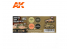 Ak interactive peinture acrylique 3G Set AK11678 COULEURS DE L&#039;ARMÉE BRITANNIQUE AFRIQUE FIN 1942-43 4 x 17ml