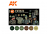 Ak interactive peinture acrylique 3G Set AK11682 UNIFORMES VIETNAM VERT ET CAMOUFLAGE 6 x 17ml