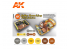 Ak interactive peinture acrylique 3G Set AK11684 INTÉRIEURS DE VÉHICULE JAUNE, MARRON ET GRIS 6 x 17ml