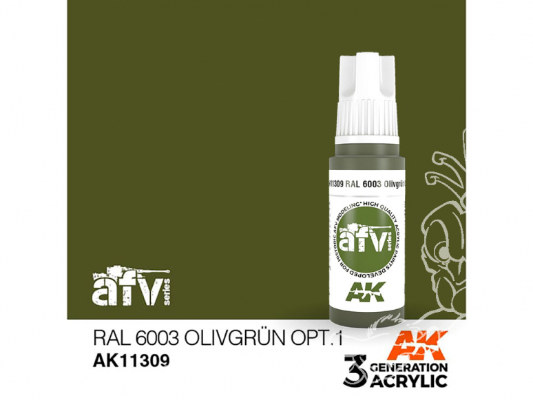 Ak interactive peinture acrylique 3G AK11309 RAL 6003 OLIVGRÜN OPT.1 17ml AFV