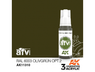 Ak interactive peinture acrylique 3G AK11310 RAL 6003 OLIVGRÜN OPT.2 17ml AFV