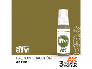Ak interactive peinture acrylique 3G AK11313 RAL 7008 GRAUGRÜN 17ml AFV