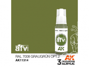 Ak interactive peinture acrylique 3G AK11314 RAL 7008 GRAUGRÜN OPT 2 17ml AFV