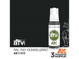 Ak interactive peinture acrylique 3G AK11316 RAL 7021 DUNKELGRAU 17ml AFV