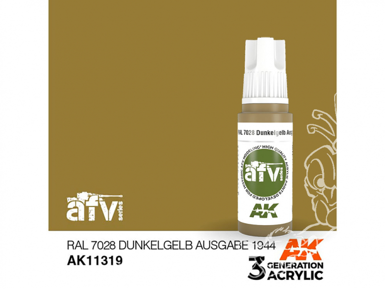 Ak interactive peinture acrylique 3G AK11319 RAL 7028 JAUNE FONCÉ PRODUCTION 1944 17ml AFV