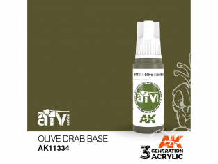 Ak interactive peinture acrylique 3G AK11334 BASE D'OLIVE DRAB 17ml AFV