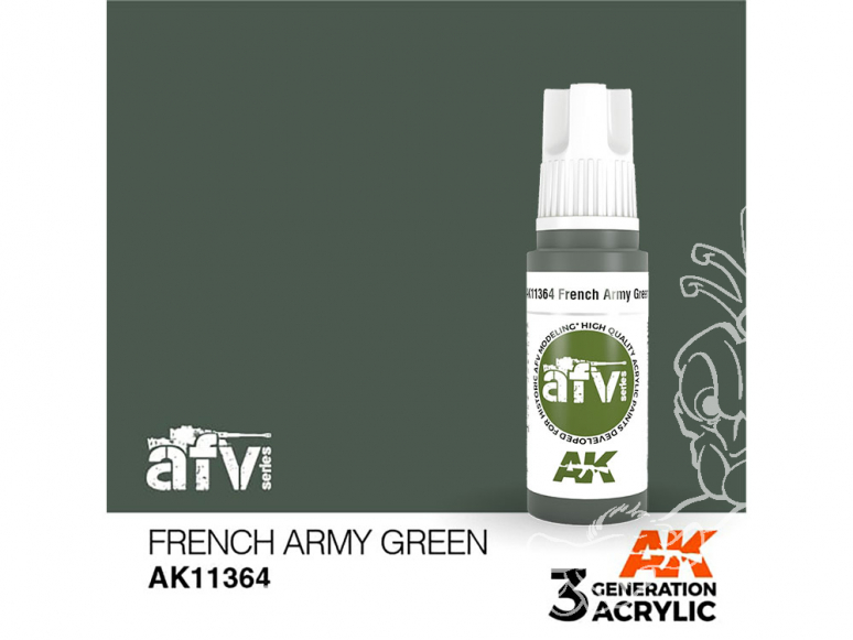 Ak interactive peinture acrylique 3G AK11364 VERT ARMÉE FRANÇAISE 17ml AFV