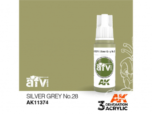 Ak interactive peinture acrylique 3G AK11374 GRIS ARGENT N° 28 17ml AFV