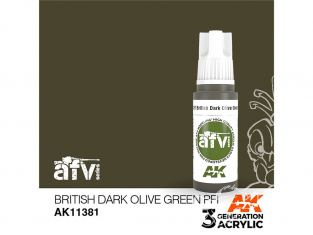 Ak interactive peinture acrylique 3G AK11381 BRITISH DARK OLIVE VERT PFI 17ml AFV