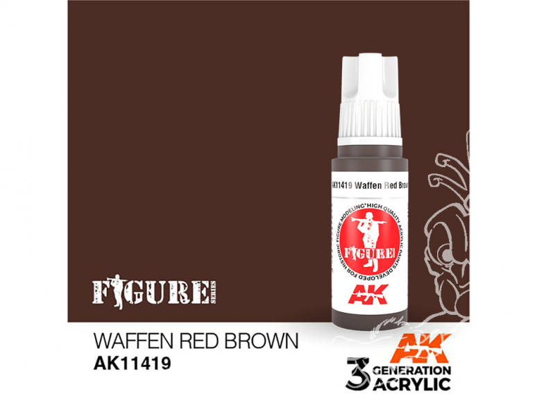 Ak interactive peinture acrylique 3G AK11419 WAFFEN ROUGE MARRON 17ml FIGURINE