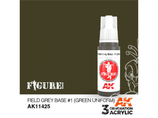 Ak interactive peinture acrylique 3G AK11425 FIELD GREY BASE N°1 (UNIFORME VERT) 17ml FIGURINE