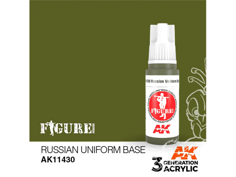 Ak interactive peinture acrylique 3G AK114230 BASE UNIFORME RUSSE VERT 17ml FIGURINE