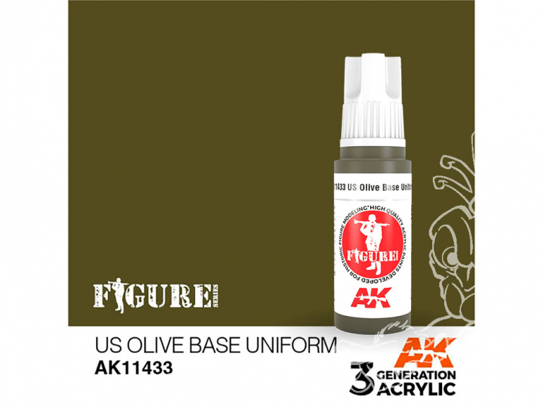 Ak interactive peinture acrylique 3G AK114233 BASE UNIFORME OLIVE US 17ml FIGURINE