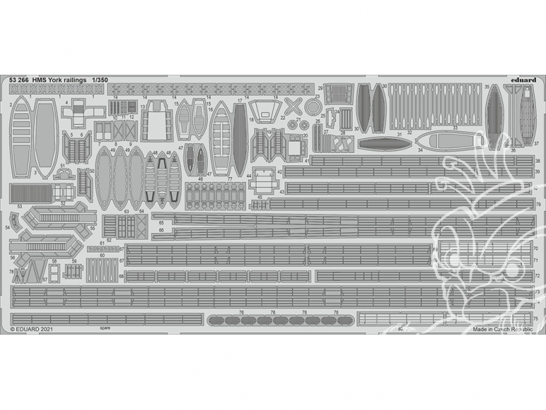 Eduard photodecoupe bateau 53266 Rambardes HMS York Trumpeter 1/350