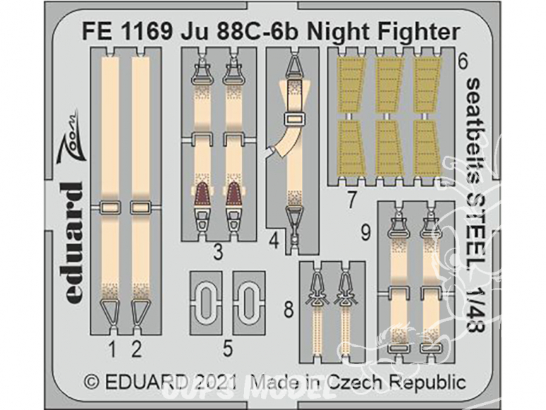 EDUARD photodecoupe avion FE1169 Harnais métal Junkers Ju 88C-6b Night Fighter ICM 1/48