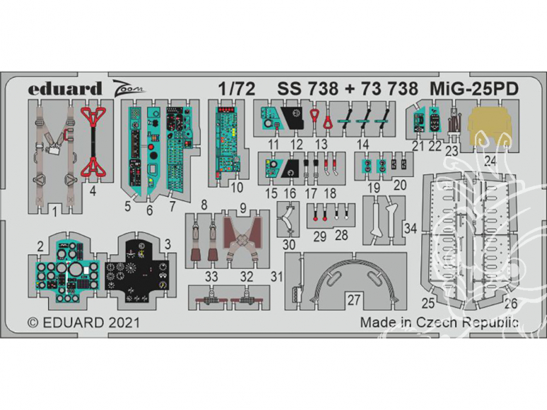 Eduard photodecoupe avion 73738 Amélioration MiG-25PD Icm 1/72