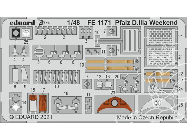 EDUARD photodecoupe avion FE1171 Zoom amélioration Pfalz D.IIIa WeekEnd Eduard 1/48