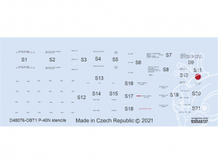 Eduard Decalques avion D48076 Marquages - Stencils P-40N Hasegawa 1/48