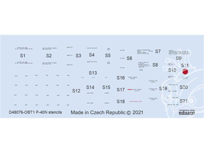 Eduard Decalques avion D48076 Marquages - Stencils P-40N Hasegawa 1/48