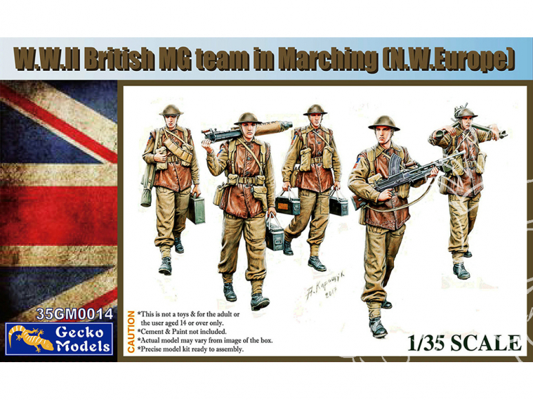 Gecko Models maquettes militaire 35GM0014 Team britannique MG en marche WWII 1/35