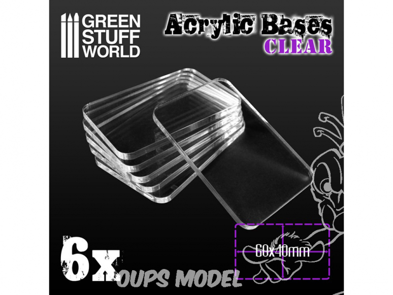 Green Stuff 503975 Socles Acryliques REGTANGLE 60x40mm Transparent