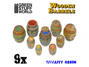 Green Stuff 508932 9x Barils en bois en Résine