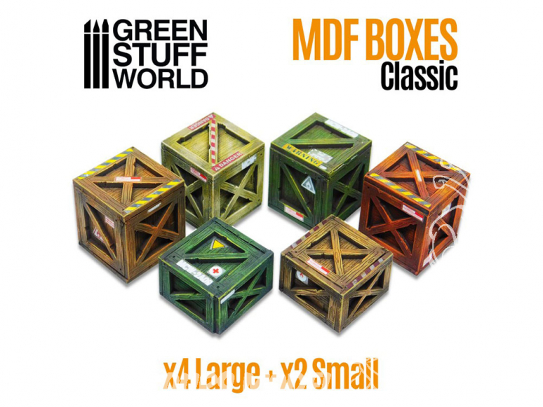 Green Stuff 507973 Caisses en Bois Classiques en bois MDF 1/72 1/35 et 1/48