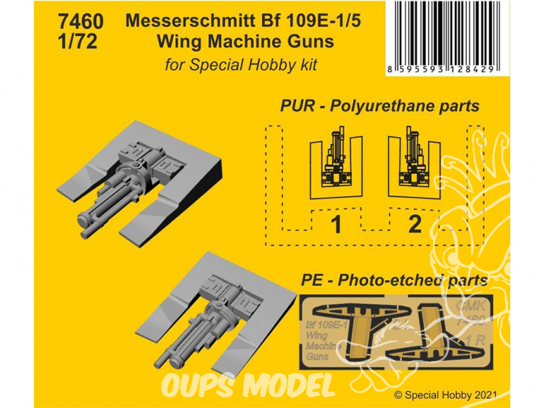 Cmk kit d'amelioration 7460 Mitrailleuses d'ailes Messerschmitt Bf 109E-1/5 Kit Special Hobby 1/72