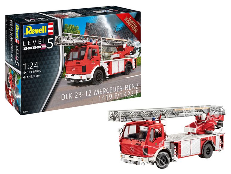 Revell maquette camion 07504 DLK 23-12 Mercedes Benz 1419 F/1422 F grande echelle pompier 1/24