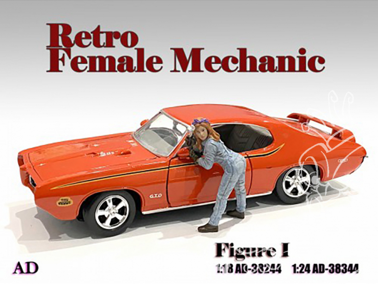 American Diorama figurine AD-38344 Retro femme Mécano I 1/24