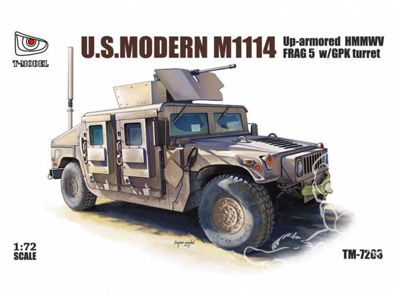 T-Model TM-7203 M1114 US HMMWV avec tourelle GPK maquette militaire 1/72