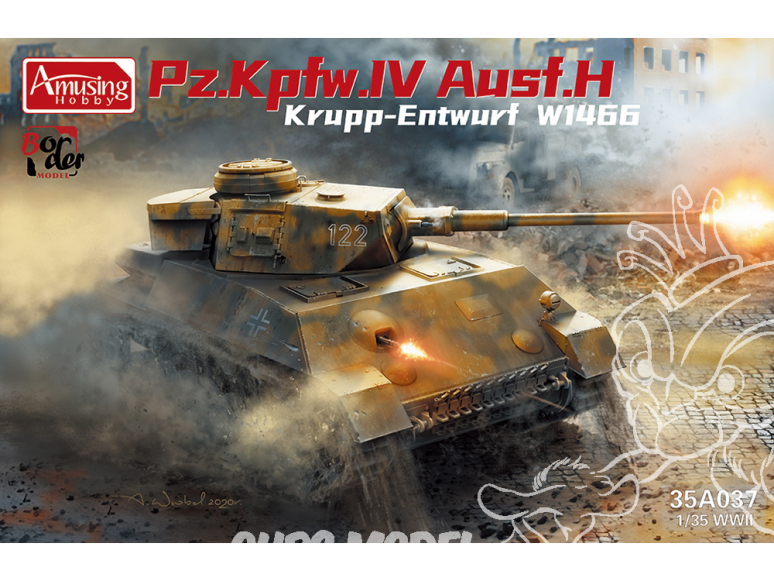 Amusing maquette militaire 35A037 Pz.Kpfw.IV Ausf.H Krupp-Entwurf W1466 1/35