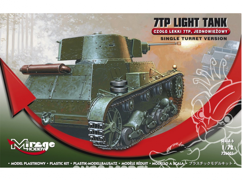 Mirage maquette militaire 726001 7TP Light Tank tourelle simple 1/72