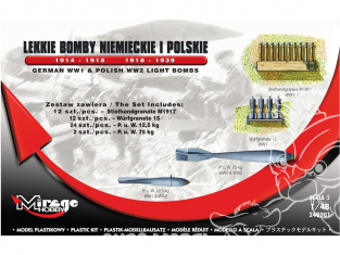 Mirage maquette militaire 248001 Bombes légères allemandes et polonaises 1914-1918 / 1918-1939 1/48