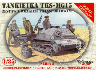 Mirage maquette militaire 35515 Tankette TKS-MG15 avec chariot de transport 1/35