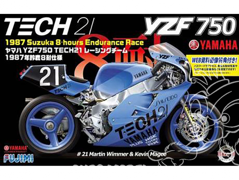 Fujimi maquette moto 141329 Yamaha YZF 750 Tech 21 1987 8h Suzuka 1/12