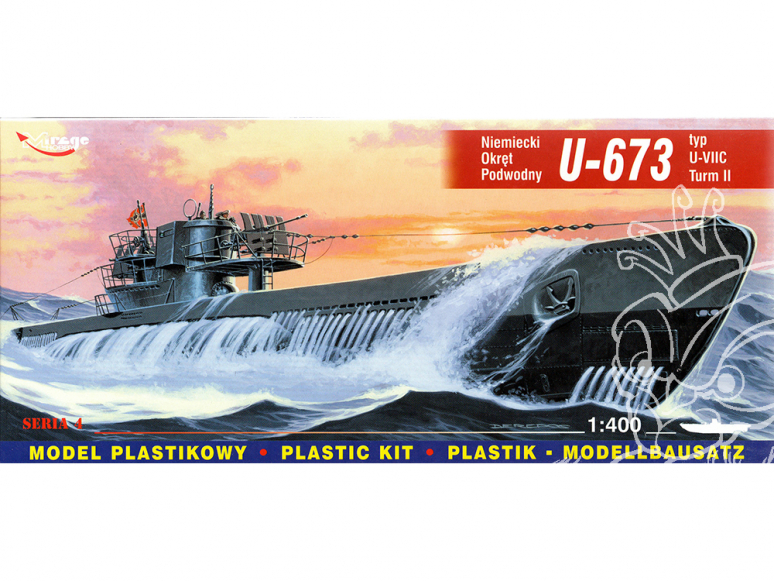 Mirage maquette Sous-marins 40412 U-673 type U-VIIC Turm II sous-marin allemand 1/400