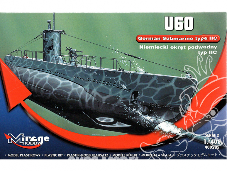 Mirage maquette Sous-marins 400205 Sous-marin allemand U60 type II C 1/400