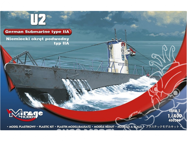 Mirage maquette Sous-marins 400203 Sous-marin allemand U2 type II A 1/400